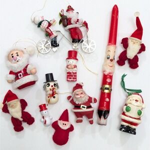 Vintage Santa Claus & Snowman Variety Figure Christmas Decor Ornament Lot of 11